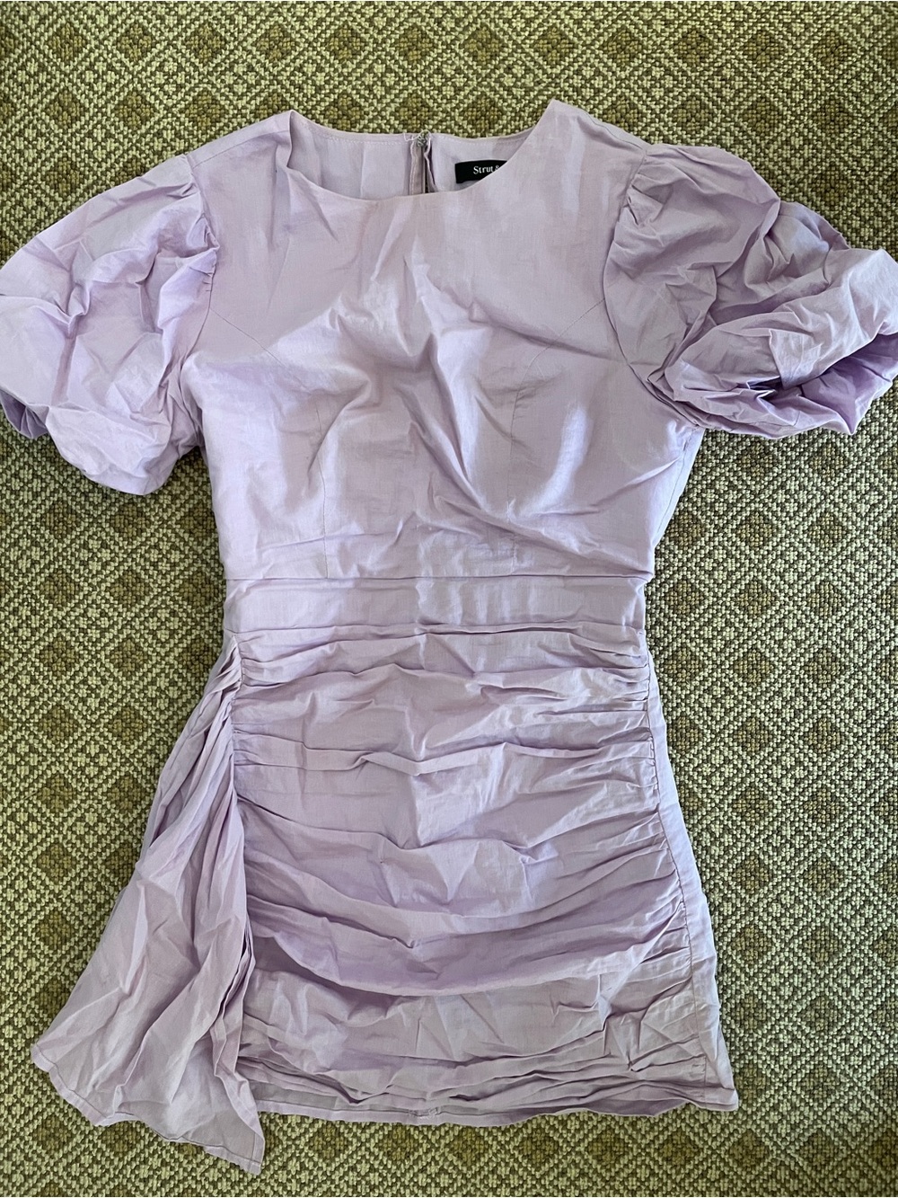 Strut and Bolt Stylish Lavender Puff-Sleeve Dress